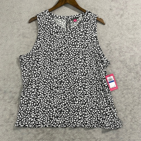 NEW Vince Camuto Womens XL Printed Split-Back Key Rich Black Small Floral Multi - Picture 2 of 10